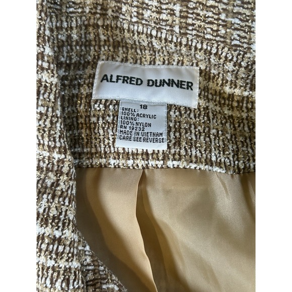 Women Alfred Dunner Blazer Size 18 Gold Beige Tweed - Picture 3 of 7